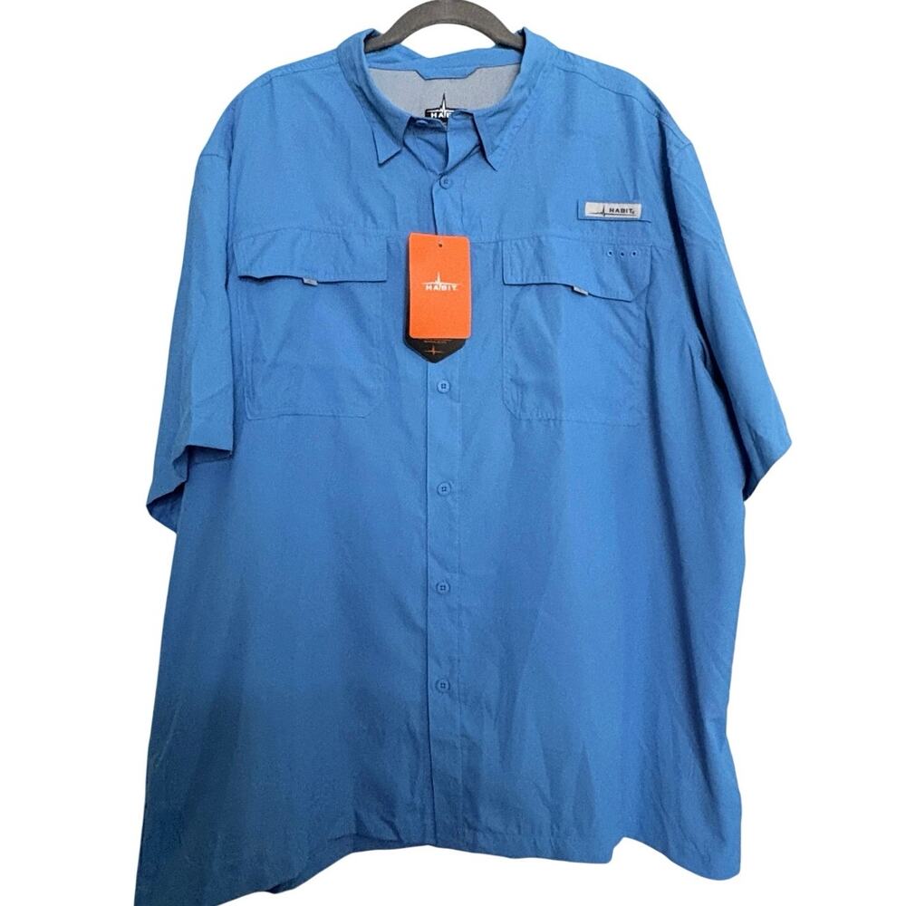 Habit Blue Springs River Shirt Men’s 2XL Malibu Blue UPF 40+ Fishing NWT